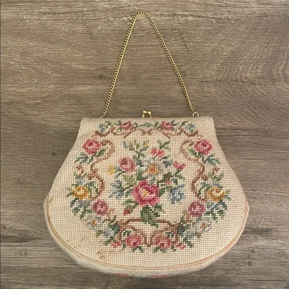 Vintage Floral Needlepoint Purse - Picture 2 of 12